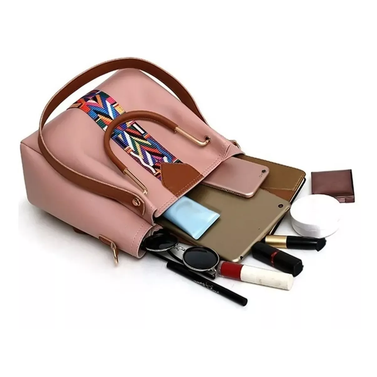 Set 4 Bolsas Mujer Moda Dama Crossbody Cosmetiquera Correa