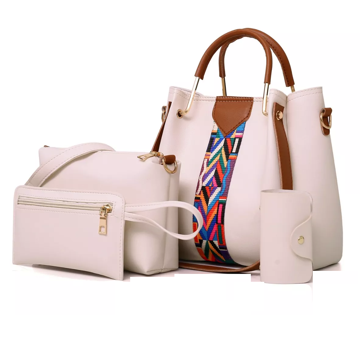 Set 4 Bolsas Mujer Moda Dama Crossbody Cosmetiquera Correa