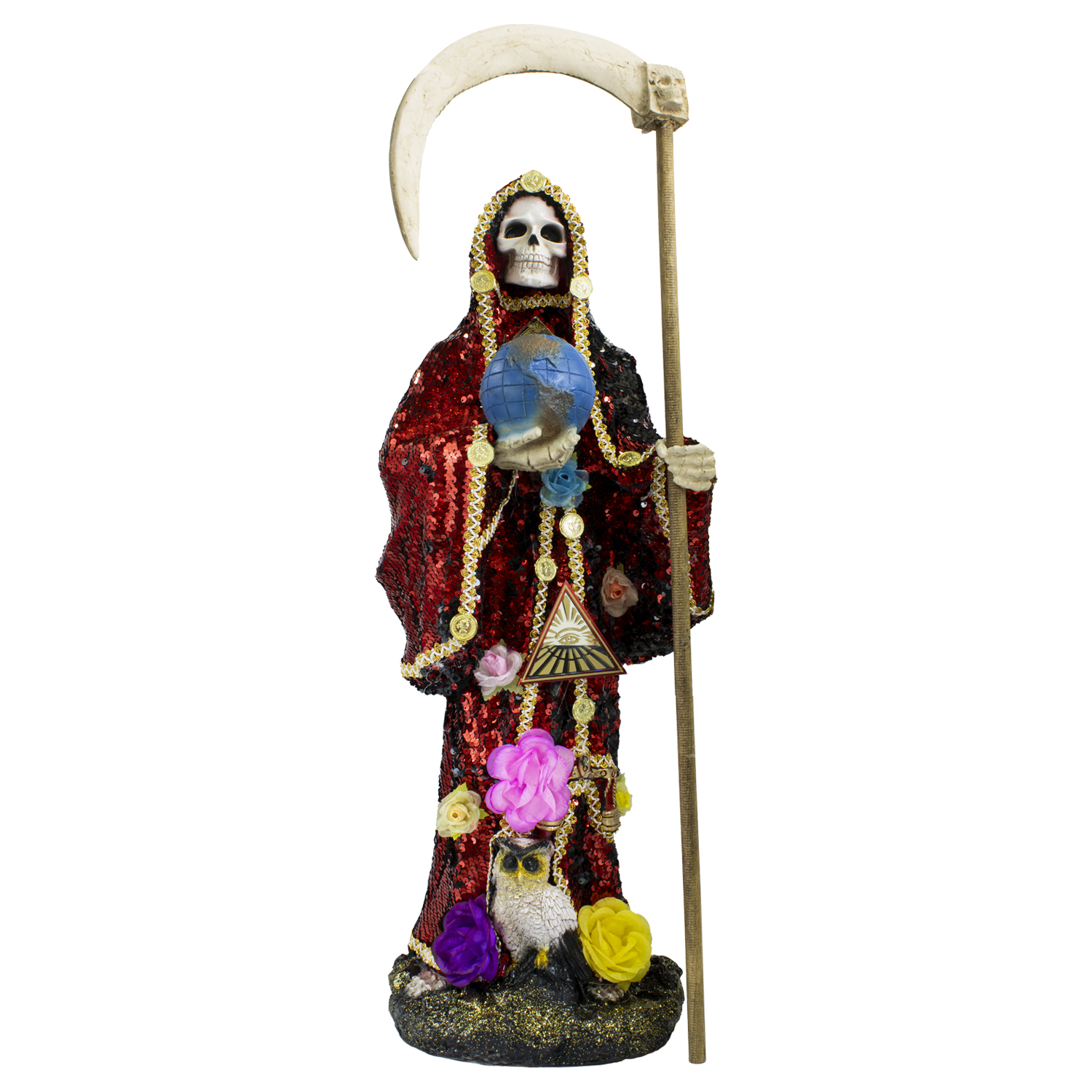 Santa Muerte Reversible 70 Cm Vestida Manto Magico