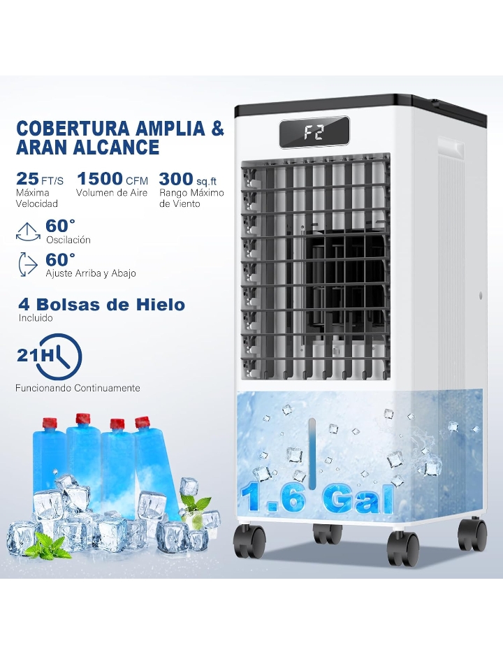 Enfriador humidificador evaporativo de aire portátil 4 modos 3 velocidades 