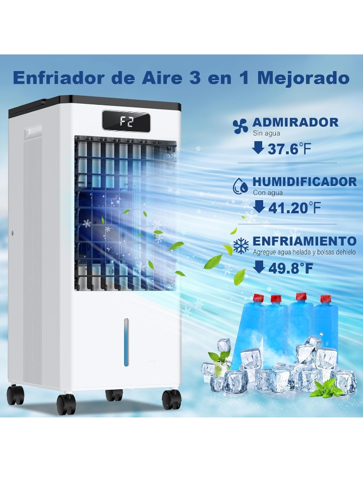 Enfriador humidificador evaporativo de aire portátil 4 modos 3 velocidades 