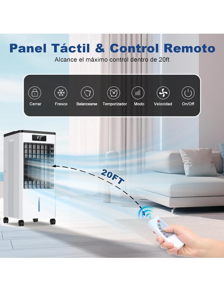 Enfriador humidificador evaporativo de aire portátil 4 modos 3 velocidades 