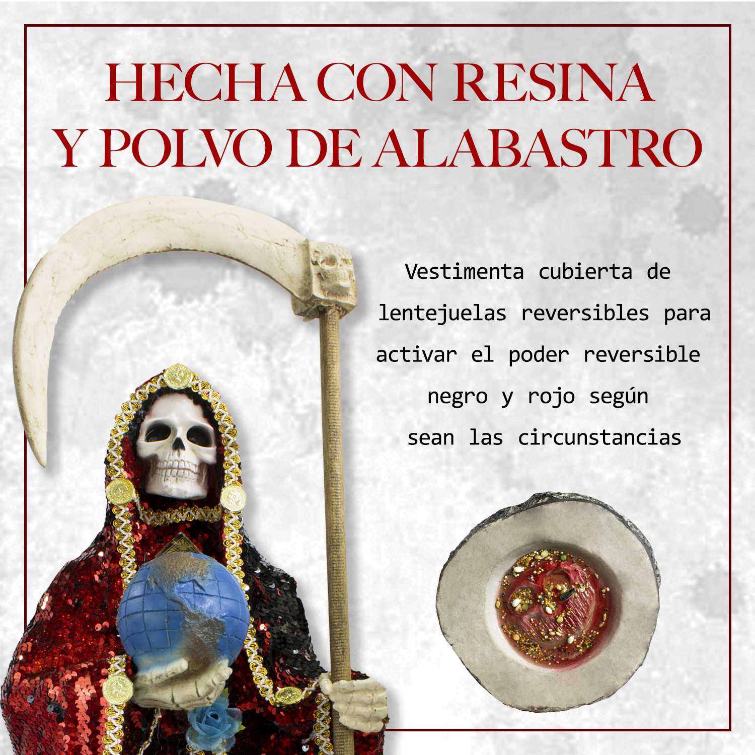 Santa Muerte Reversible 70 Cm Vestida Manto Magico