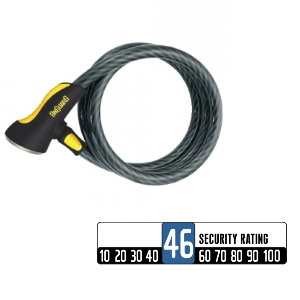 ONGUARD 8036 Akita - Cerradura de Cable (20 mm x 1,8 m) - para Motocicleta o Bicicleta