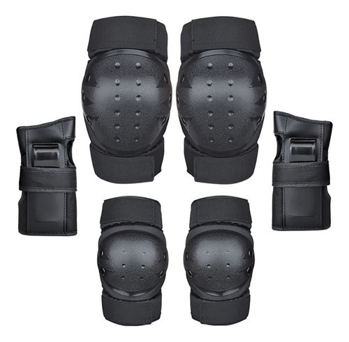 6pcs Rodilleras Coderas Y Muñequeras Protección Para Adulto negro - Main Image