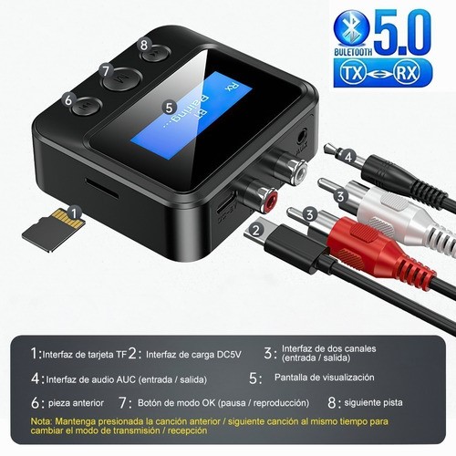 "Bluetooth 5.0 Receptor/transmisor Adaptador Inalámbrico Lcd "