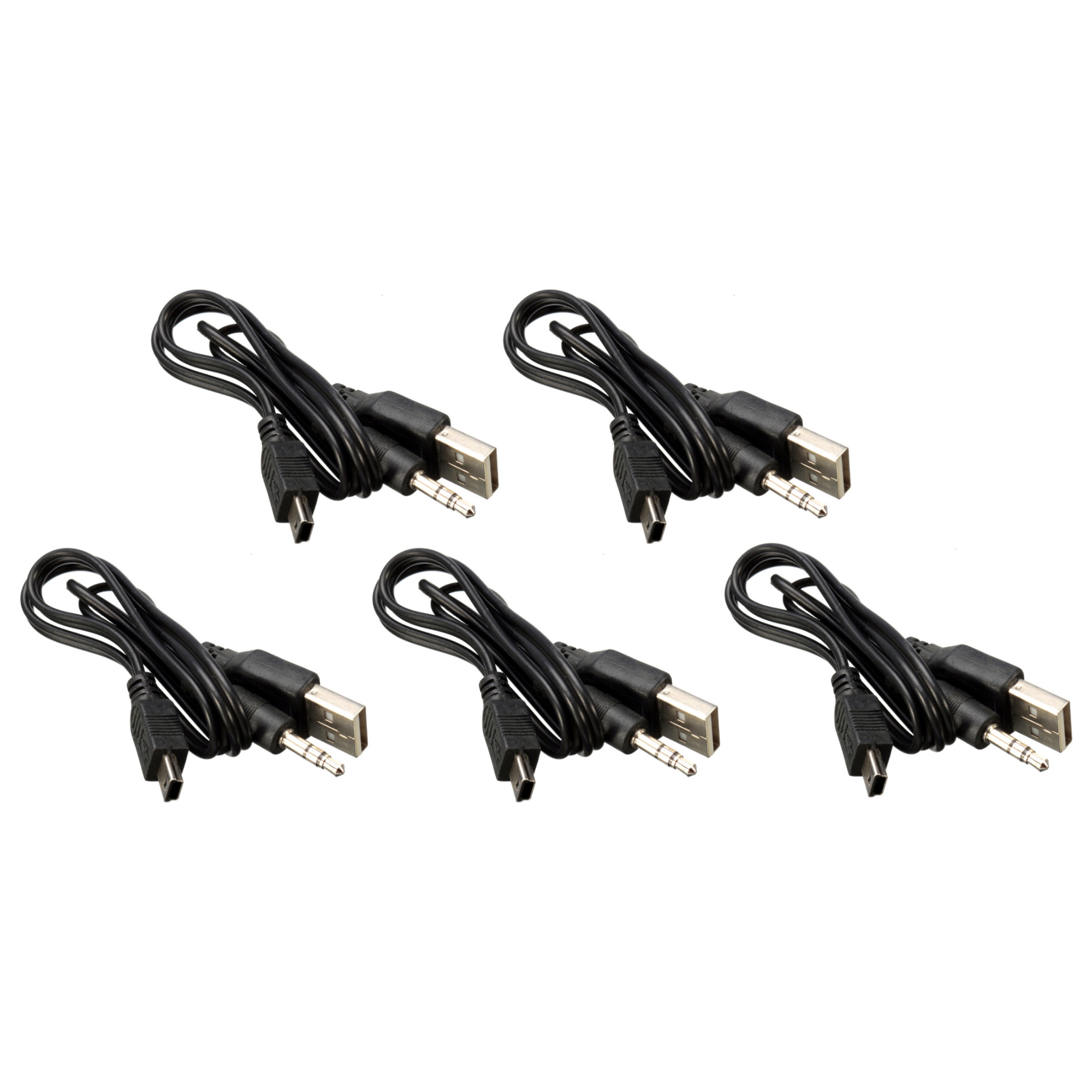 Paquete 5 Cables Mini USB V3 con Auxiliar 3.5mm.