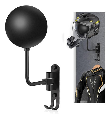"Soporte Casco Motocicleta Y Guantes, Rotación 180 Grados Negro "