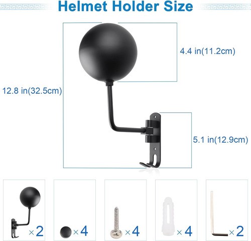 "Soporte Casco Motocicleta Y Guantes, Rotación 180 Grados Negro "