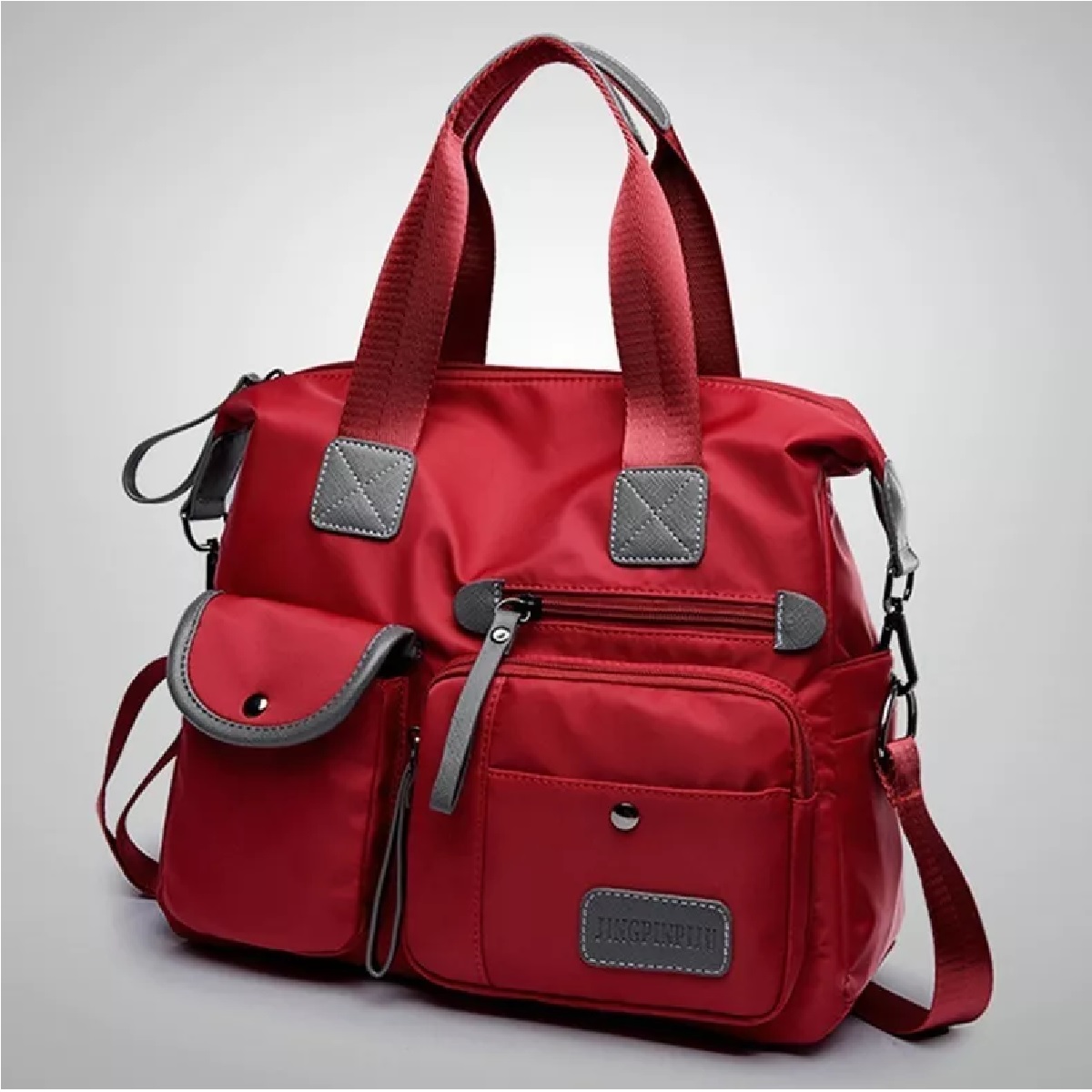 Bolso Bandolera Impermeable Con Bolsillos Para Mujer Rojo