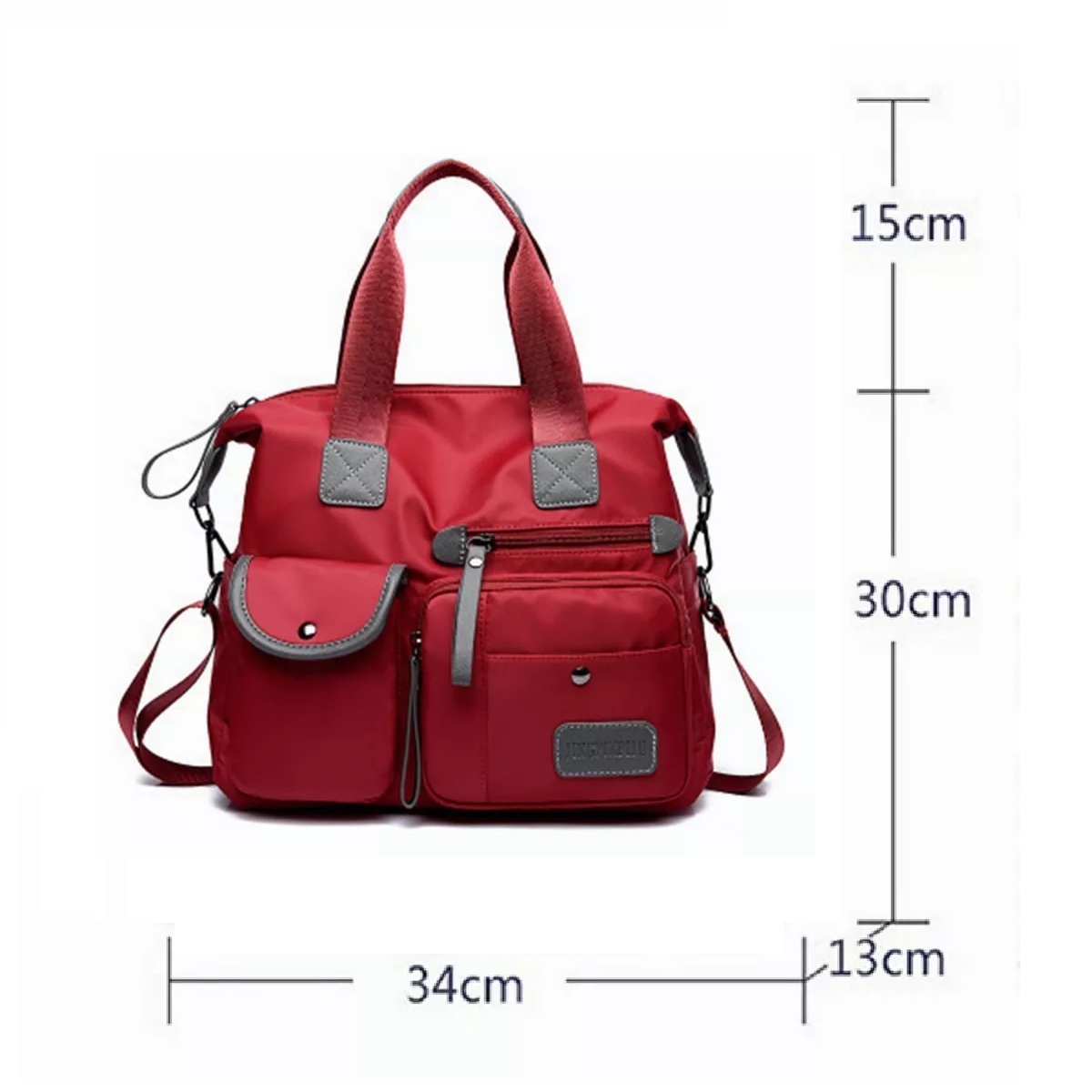 Bolso Bandolera Impermeable Con Bolsillos Para Mujer Rojo