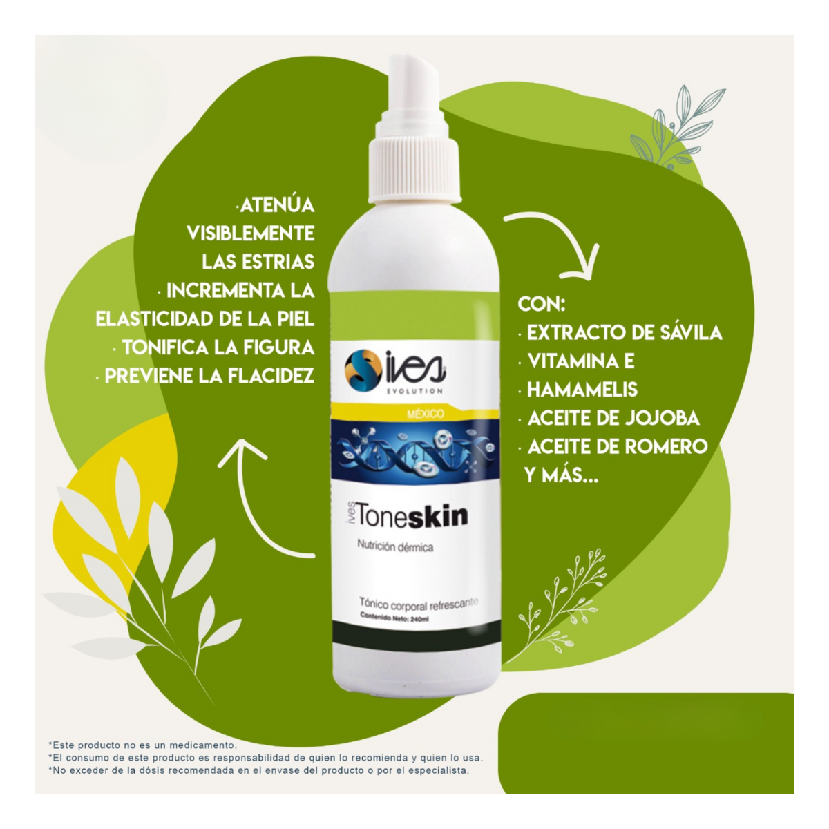 Centella Asiática Extractos Herbales ToneSkin Reafirmante Ives Evolution México 2 Pack