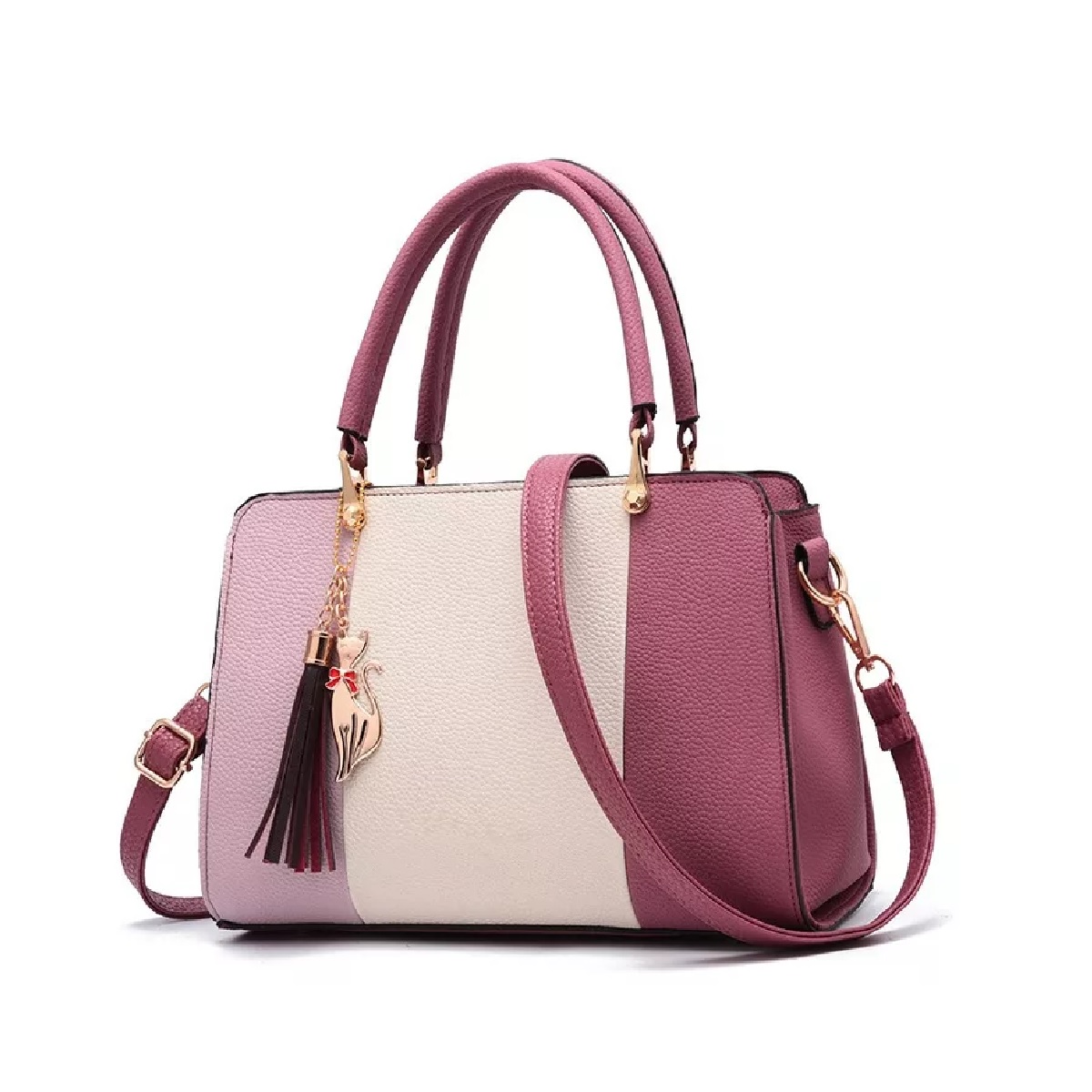 Bolsa Mujer Dama Moda Rosa Oscuro Gato