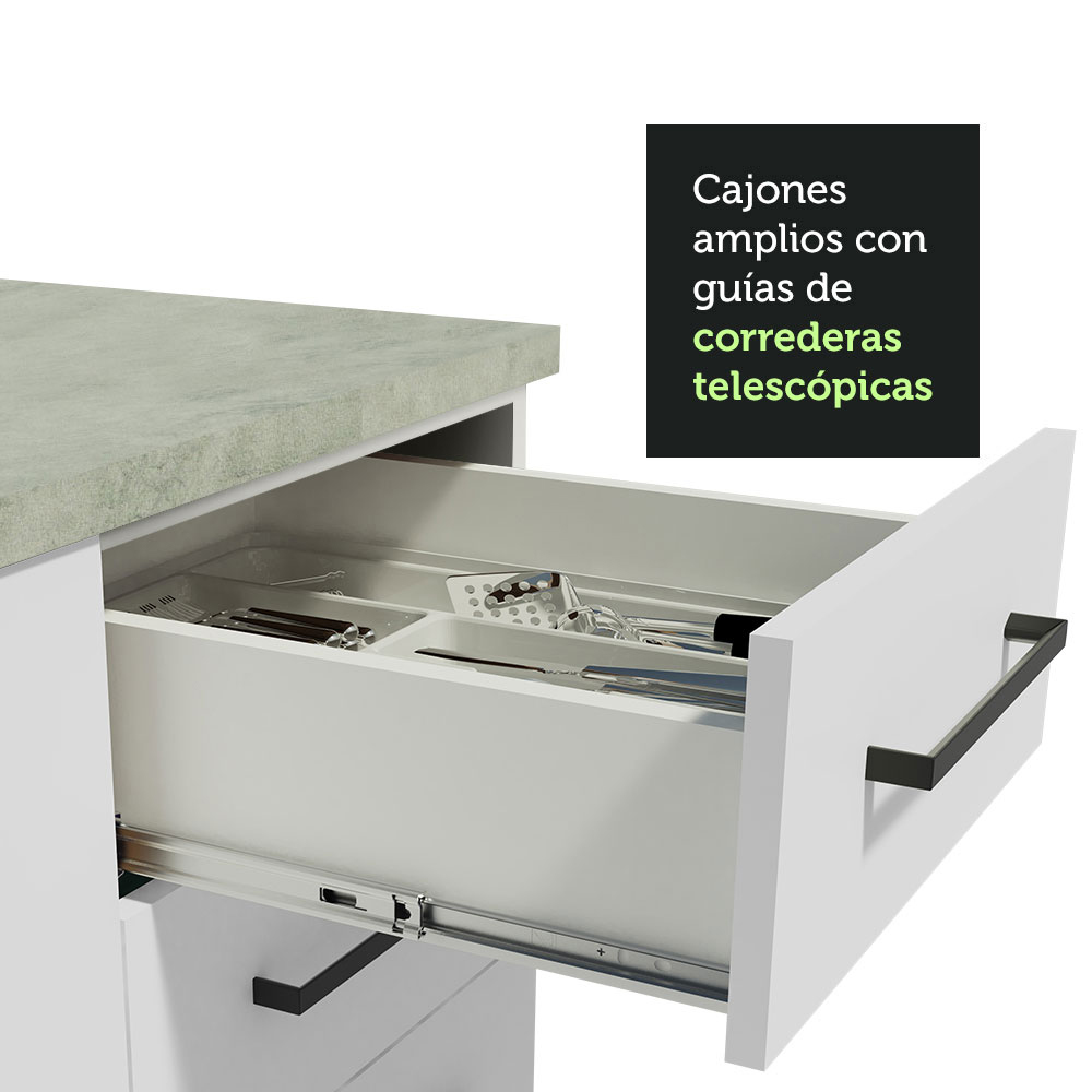 Mueble de Cocina 200cm Con Tarja Agata Blanco.