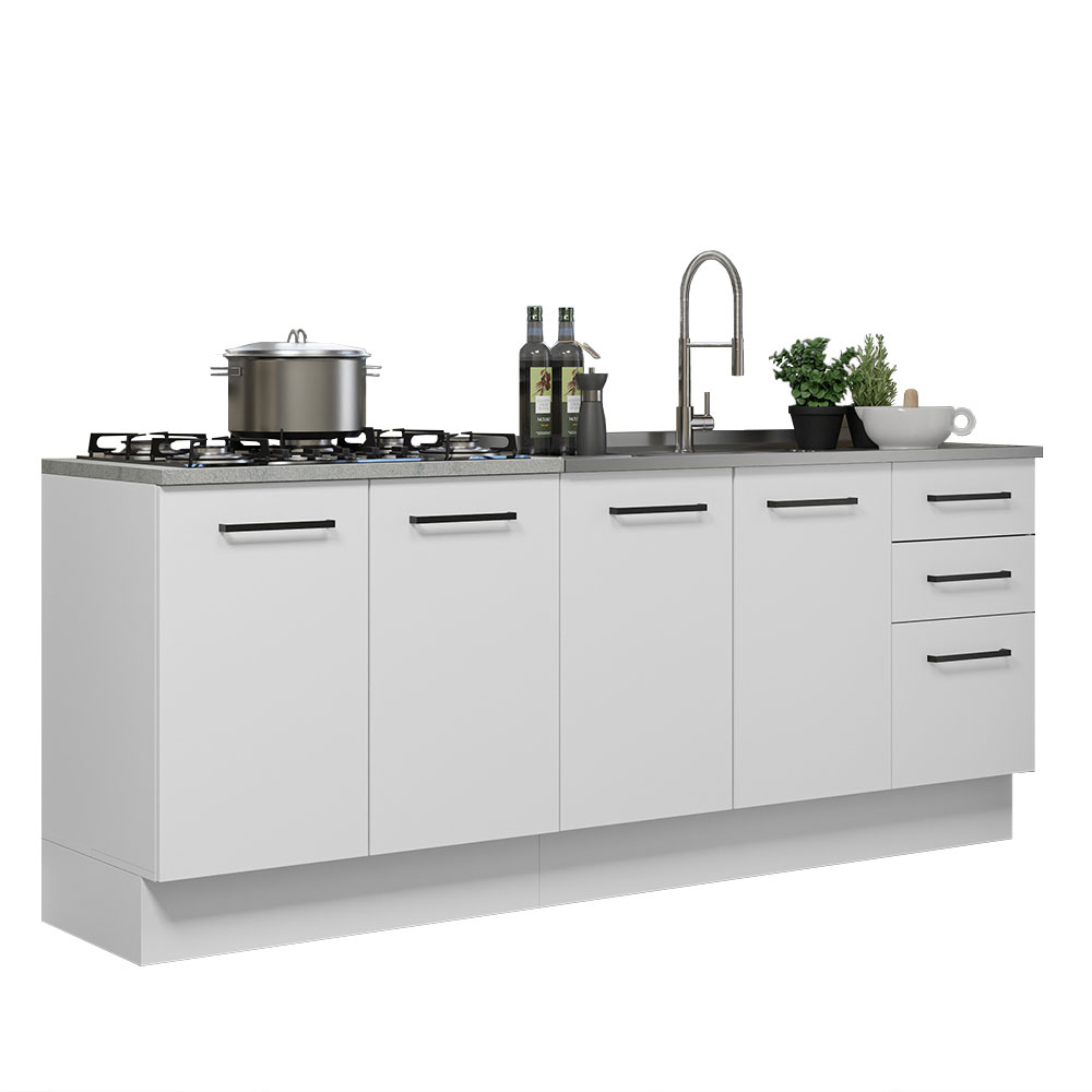 Mueble de Cocina 200cm Con Tarja Agata Blanco.
