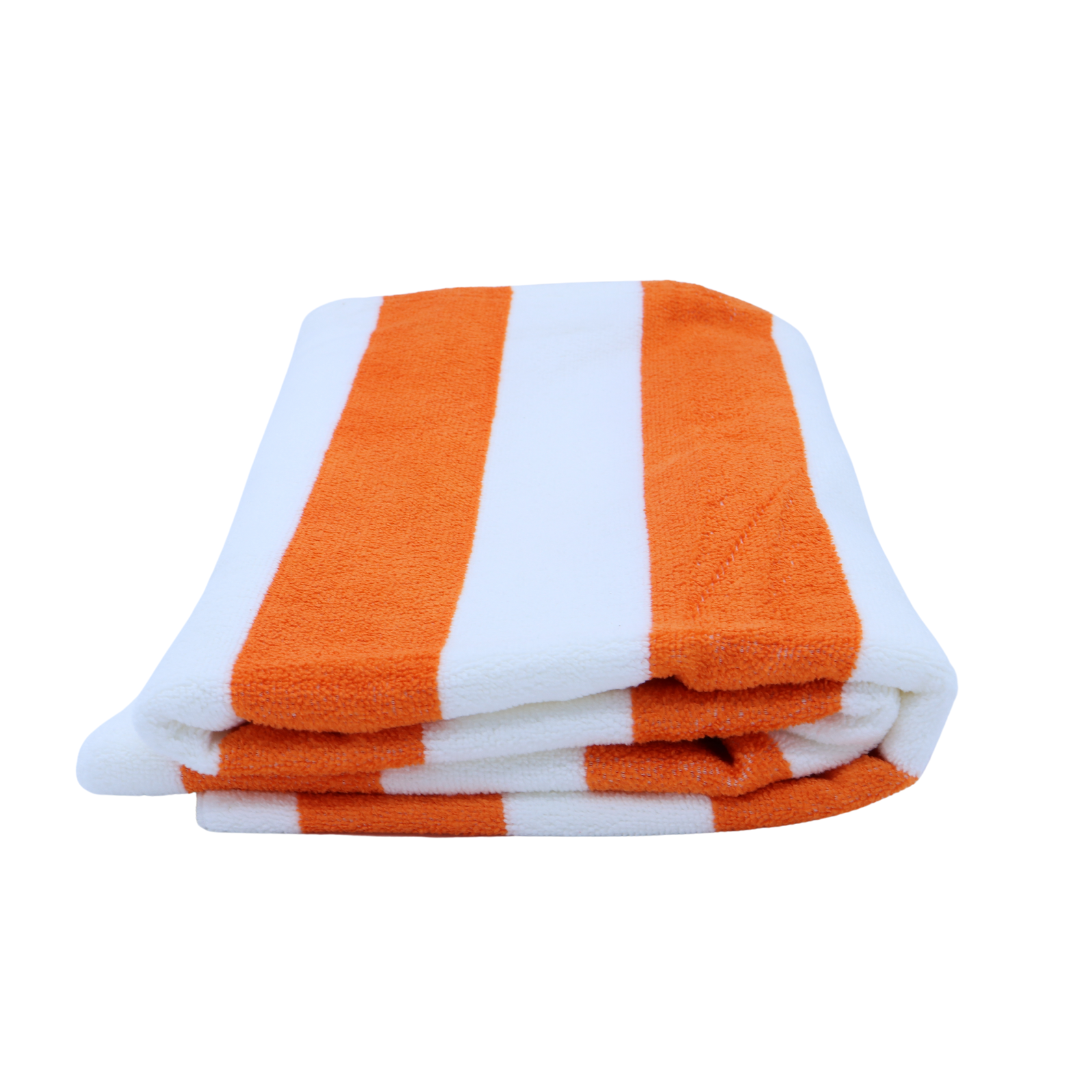 Toallas de Rayas Naranjas, Juego de 3 Toallas para alberca, Playa, SPA, Jacuzzi, Sauna y Uso Interior y Exterior Extra Suaves y absorbentes 100x180cm 500gr 100% Poliester Microfibra.