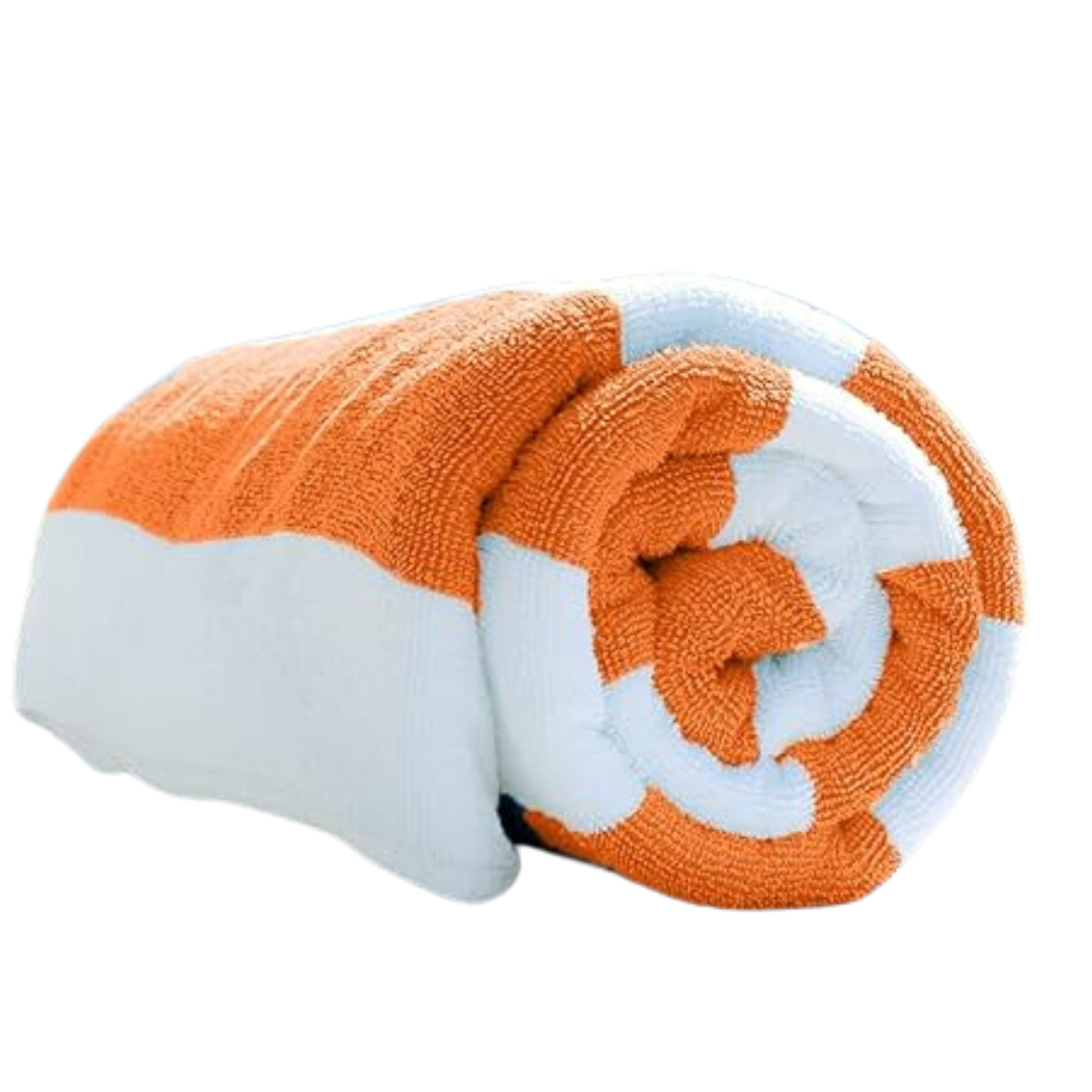 Toallas de Rayas Naranjas, Juego de 3 Toallas para alberca, Playa, SPA, Jacuzzi, Sauna y Uso Interior y Exterior Extra Suaves y absorbentes 100x180cm 500gr 100% Poliester Microfibra.