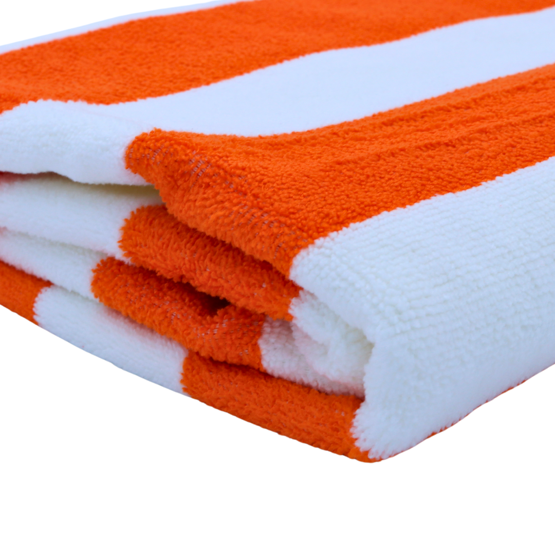 Toallas de Rayas Naranjas, Juego de 3 Toallas para alberca, Playa, SPA, Jacuzzi, Sauna y Uso Interior y Exterior Extra Suaves y absorbentes 100x180cm 500gr 100% Poliester Microfibra.