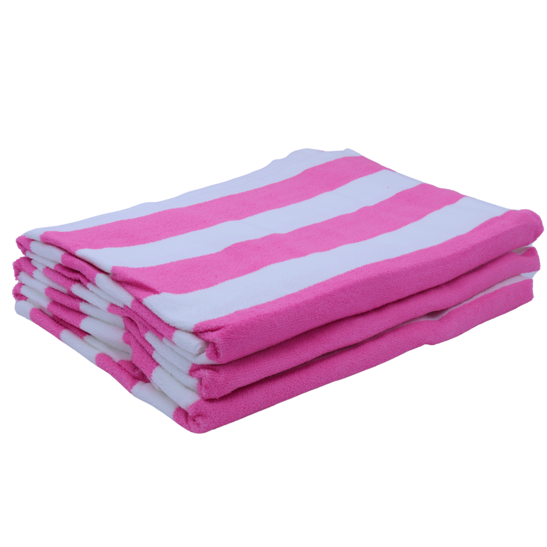 Toallas de Rayas Rosa, Juego de 3 Toallas para alberca, Playa, SPA, Jacuzzi, Sauna y Uso Interior y Exterior Extra Suaves y absorbentes 100x180cm 500gr 100% Poliester Microfibra Marca: Genérico