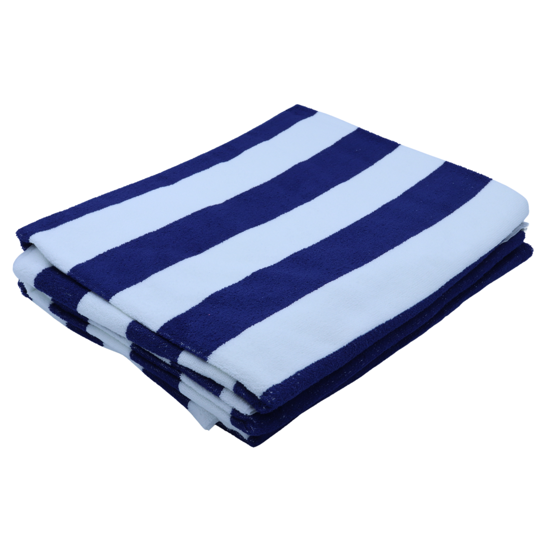 Toallas de Rayas Azul Marino, Juego de 3 Toallas para alberca, Playa, SPA, Jacuzzi, Sauna y Uso Interior y Exterior (Azul) Extra Suaves y absorbentes 100x180cm 500gr 100% Poliester Microfibra