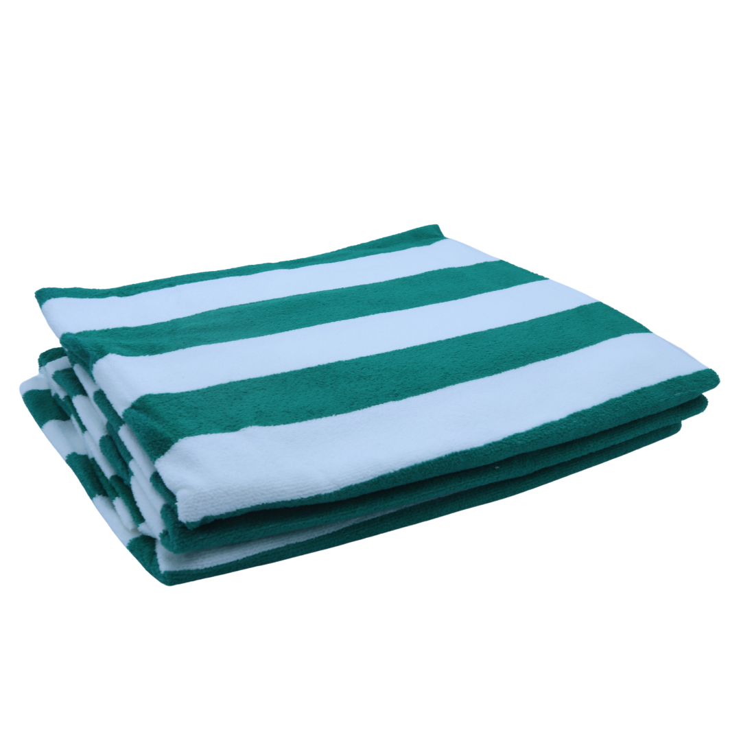 Toallas de Rayas Verdes, Juego de 3 Toallas para alberca, Playa, SPA, Jacuzzi, Sauna y Uso Interior y Exterio. Extra Suaves y absorbentes 100x180cm 500gr 100% Poliester Microfibra