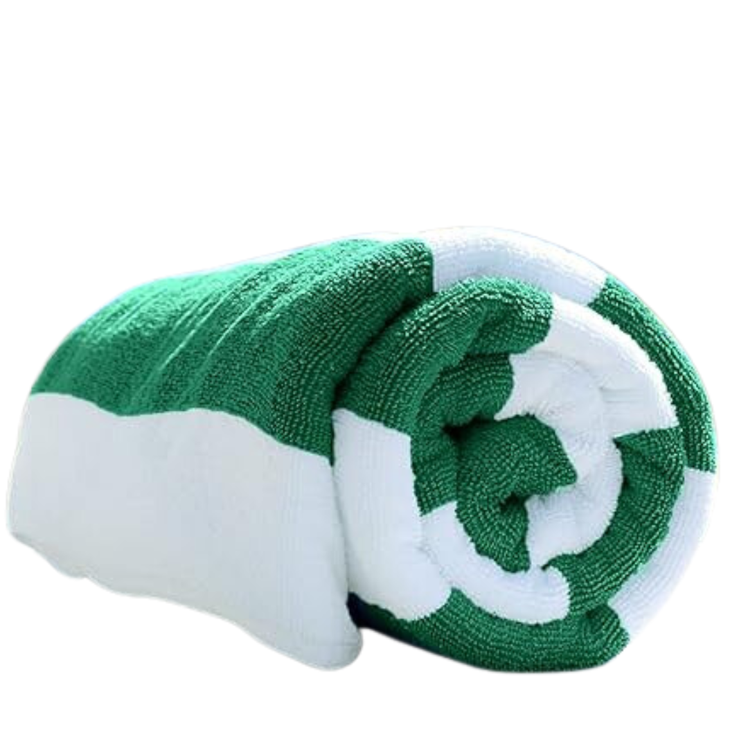Toallas de Rayas Verdes, Juego de 3 Toallas para alberca, Playa, SPA, Jacuzzi, Sauna y Uso Interior y Exterio. Extra Suaves y absorbentes 100x180cm 500gr 100% Poliester Microfibra