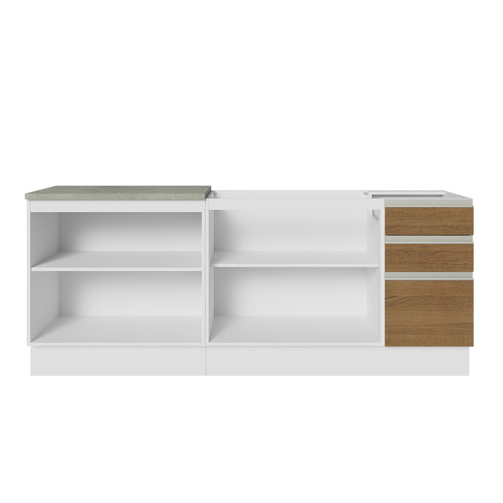 Mueble de Cocina 200cm Con Tarja Glamy Blanco/Marron.