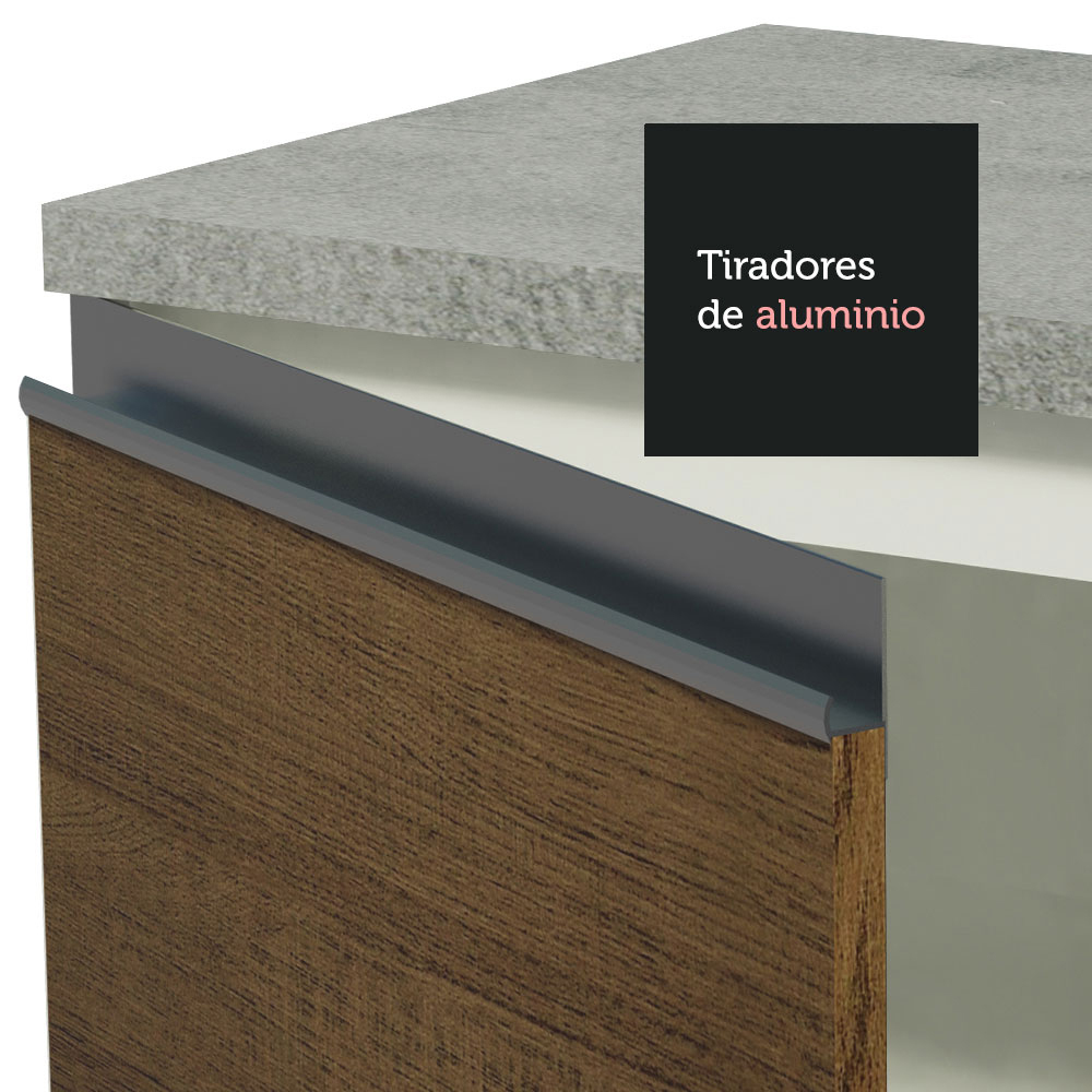 Mueble de Cocina 200cm Con Tarja Glamy Blanco/Marron.
