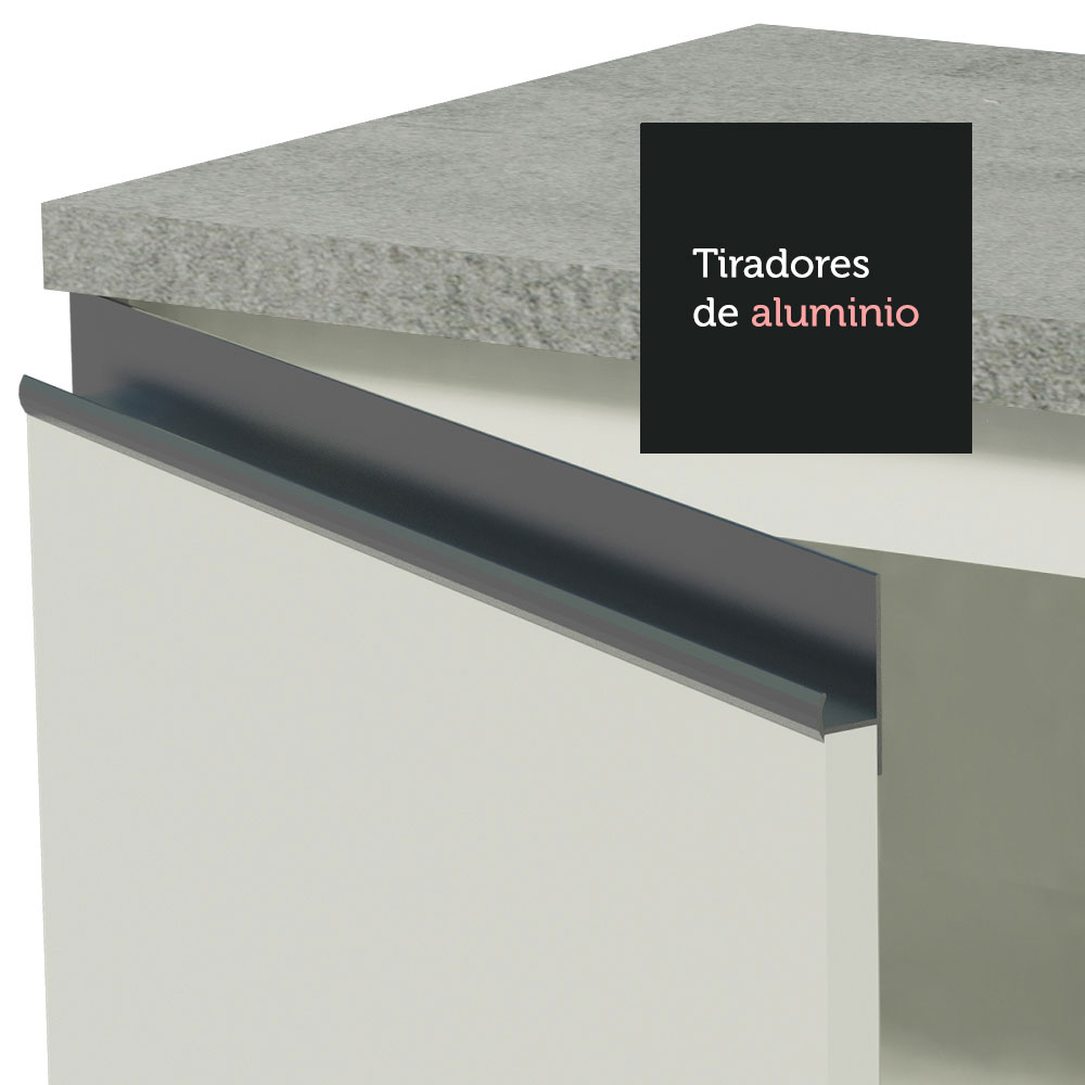 Mueble de Cocina 200cm Con Tarja Glamy Blanco.
