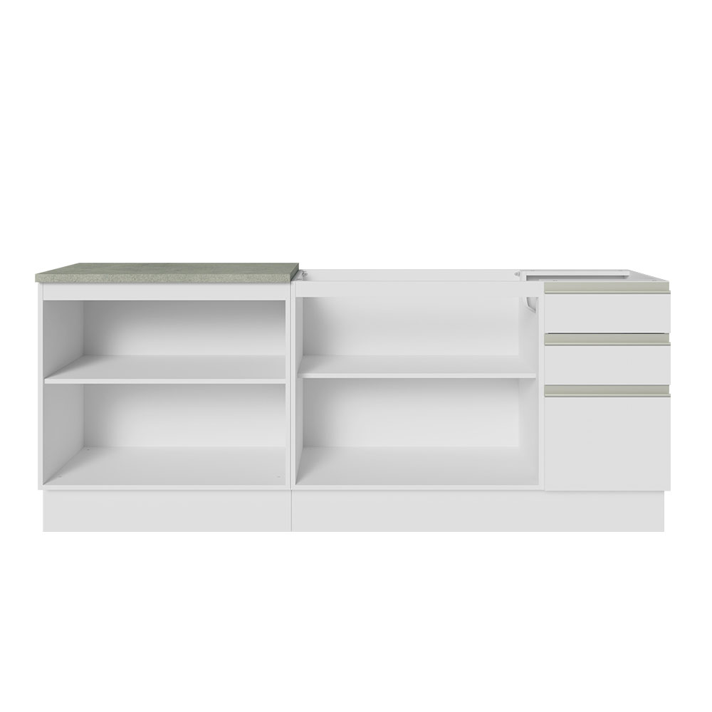 Mueble de Cocina 200cm Con Tarja Glamy Blanco.