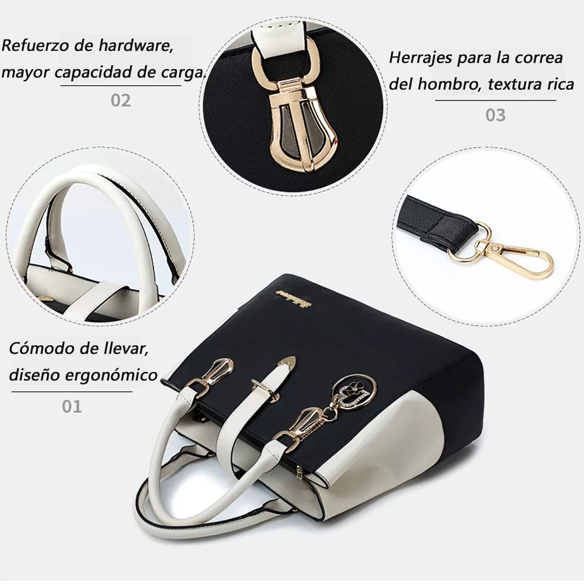 Bolsas Mujer Crossbody Bandolera Bolsa Blanco Y Negro Dama