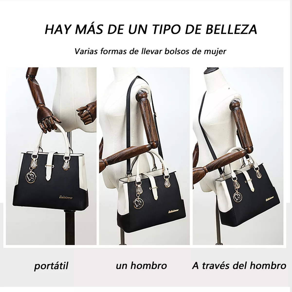 Bolsas Mujer Crossbody Bandolera Bolsa Blanco Y Negro Dama