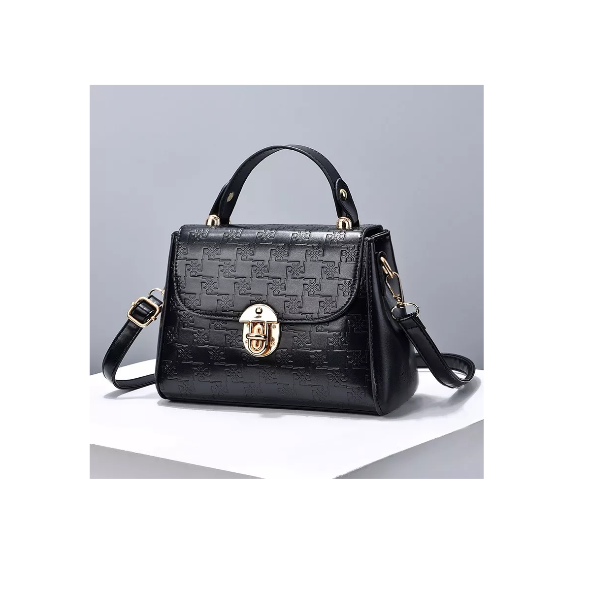 Bolsas De Mujer Bolsa Tote De Cuero Pu Color de la correa de hombro Negro Diseño de la tela lingel