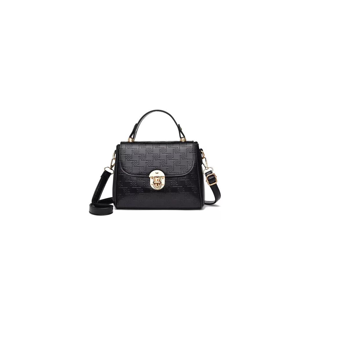 Bolsas De Mujer Bolsa Tote De Cuero Pu Color de la correa de hombro Negro Diseño de la tela lingel