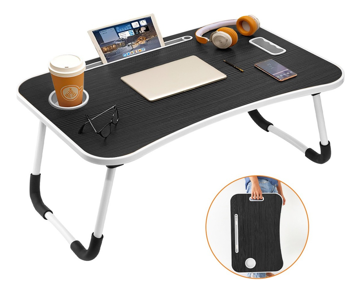 Mesa Para Cama Desayuno Plegable Notebook Laptop Portátil Multiusos NEGRO.