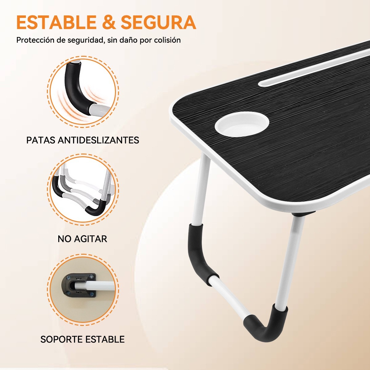 Mesa Para Cama Desayuno Plegable Notebook Laptop Portátil Multiusos NEGRO.