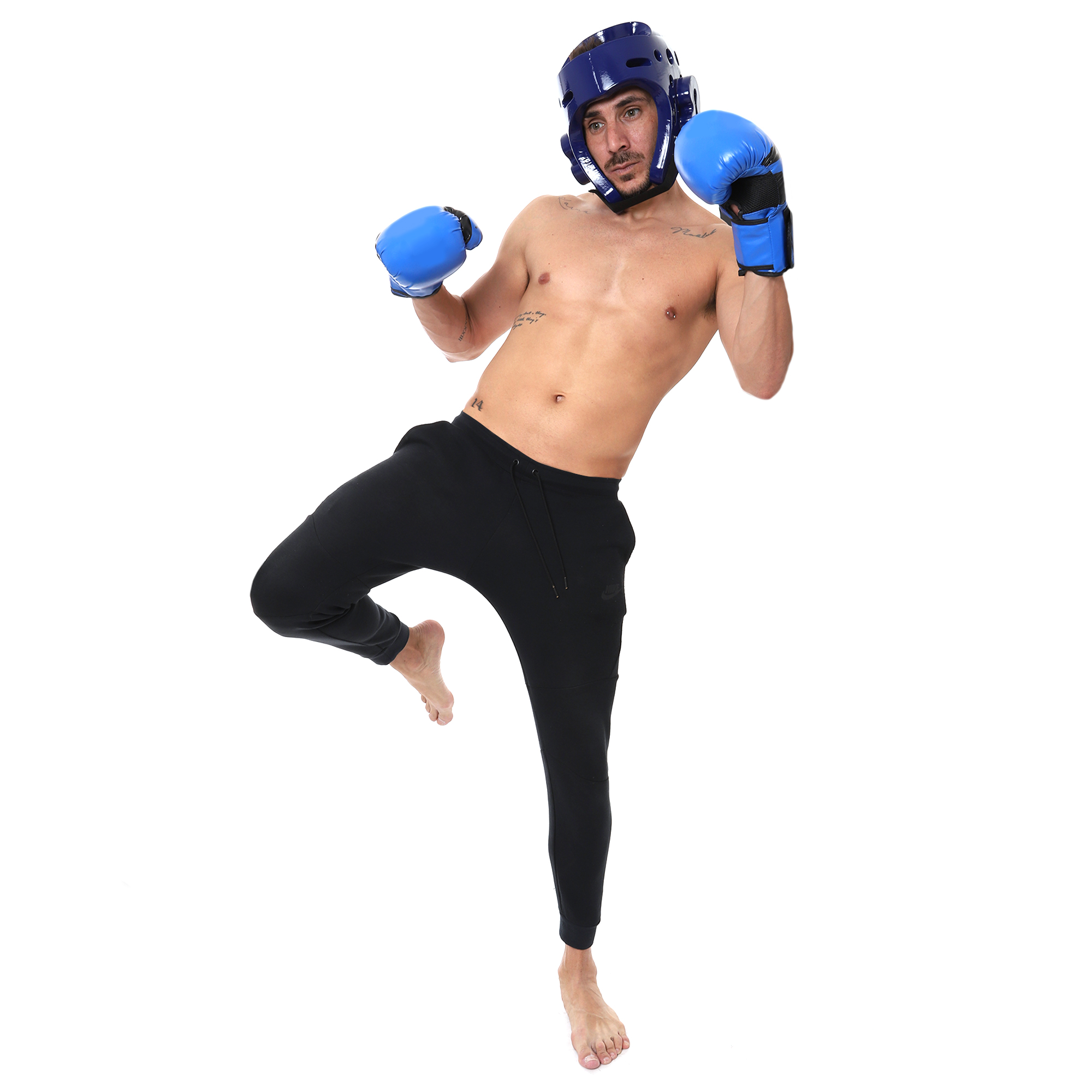 Casco Careta Abierto Taekwondo Box Ajustable Pomulo Protector Azul Grande Large.