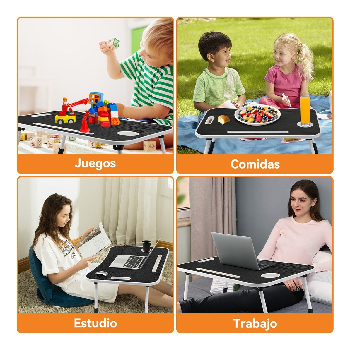 Mesa Para Cama Desayuno Plegable Notebook Laptop Portátil Multiusos NEGRO.