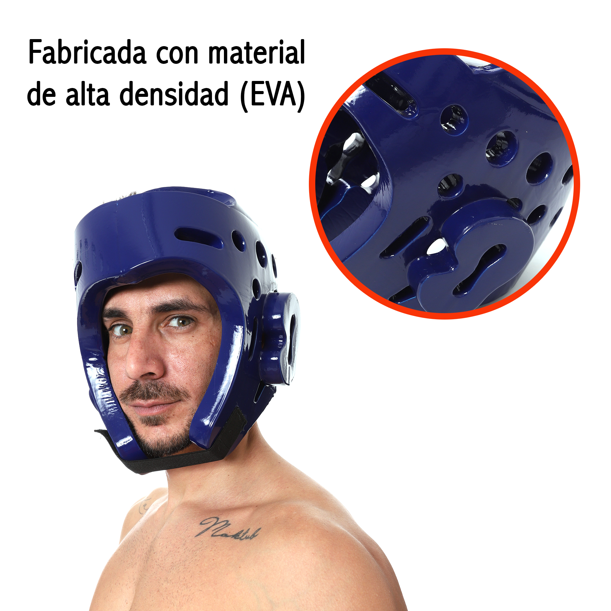 Casco Careta Abierto Taekwondo Box Ajustable Pomulo Protector Azul Grande Large.
