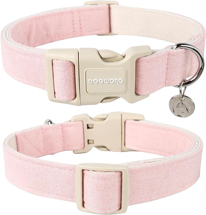 DOGWONG - Collar para perro de cáñamo de algodón, resistente y resistente, de tela natural, suave y duradera, para perros pequeños, medianos y grandes