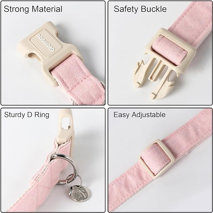 DOGWONG - Collar para perro de cáñamo de algodón, resistente y resistente, de tela natural, suave y duradera, para perros pequeños, medianos y grandes