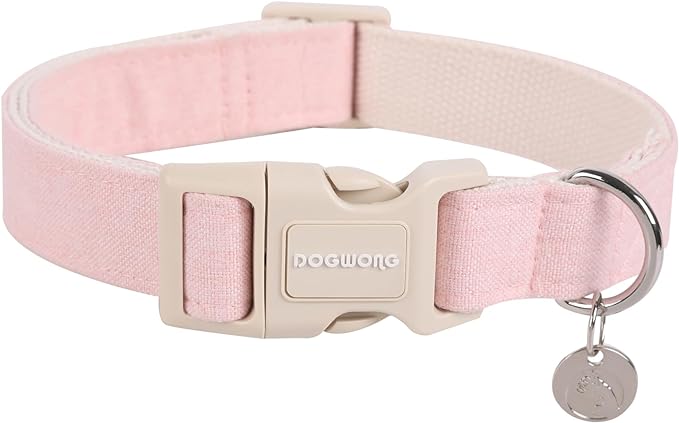 DOGWONG - Collar para perro de cáñamo de algodón, resistente y resistente, de tela natural, suave y duradera, para perros pequeños, medianos y grandes