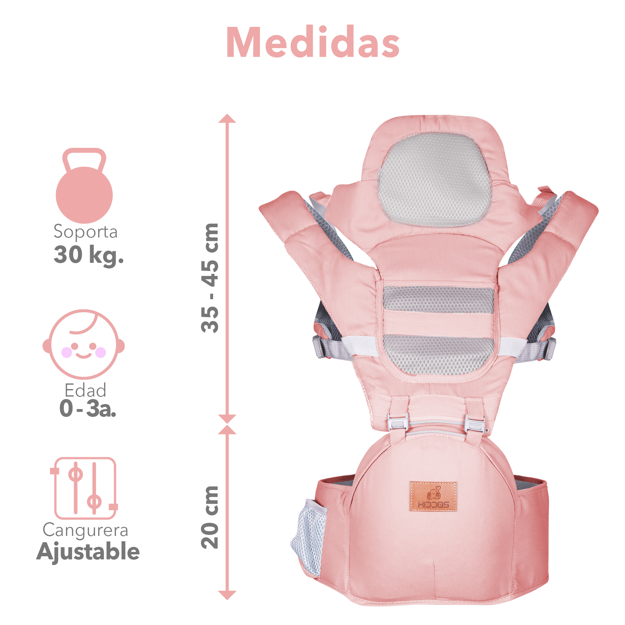 Mochila Cangurera Bebe Porta Bebes Ergonomica Multifuncional Color Rosa.