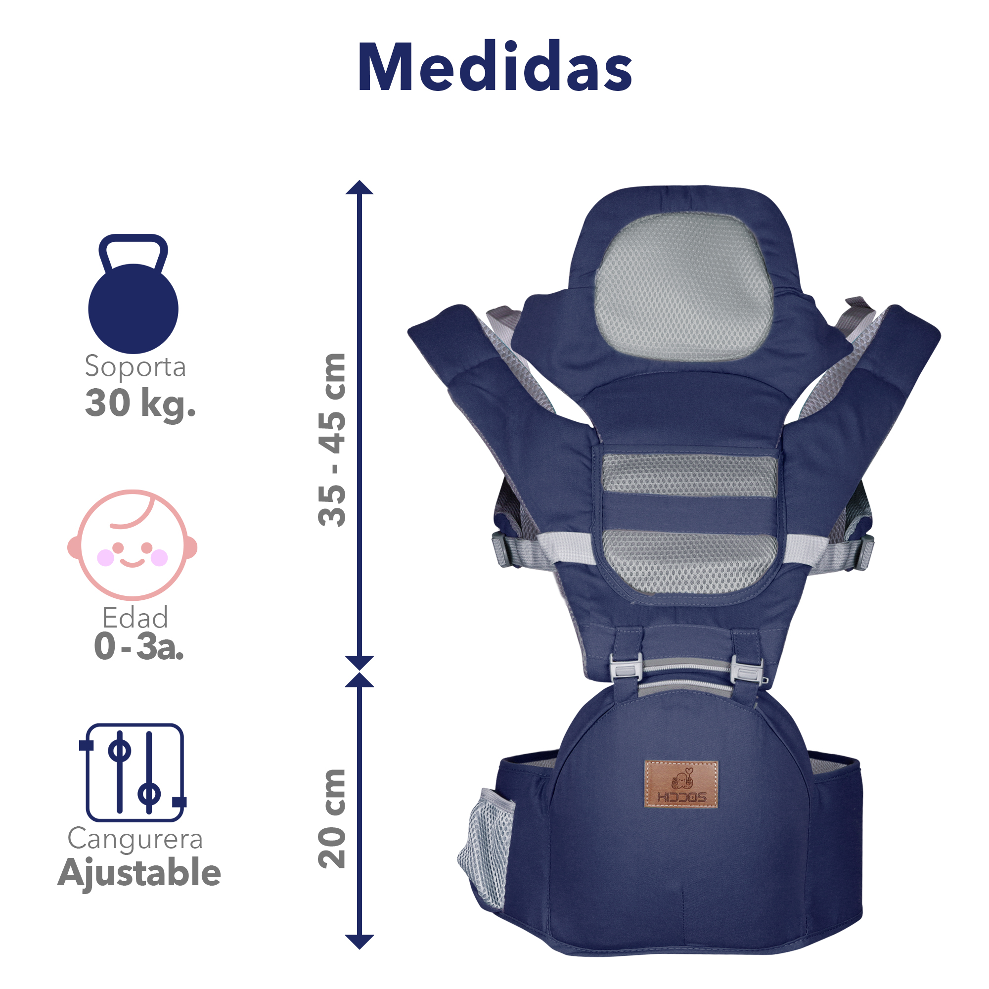 Mochila Cangurera Bebe Porta Bebes Ergonomica Multifuncional Color Azul marino.
