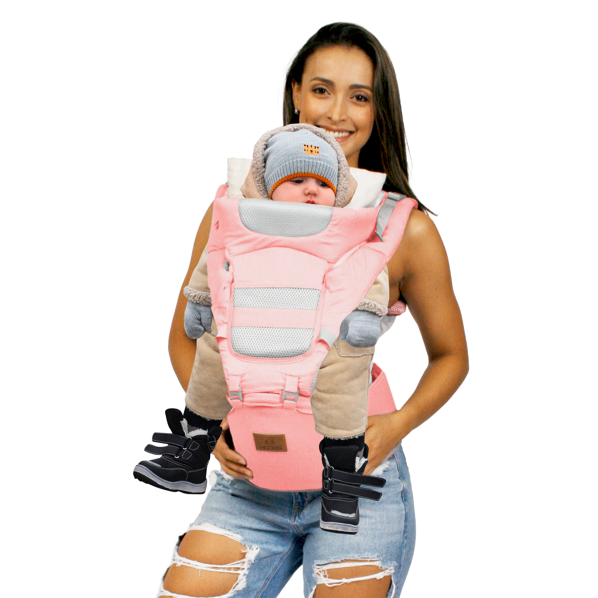 Mochila Cangurera Bebe Porta Bebes Ergonomica Multifuncional Color Rosa.