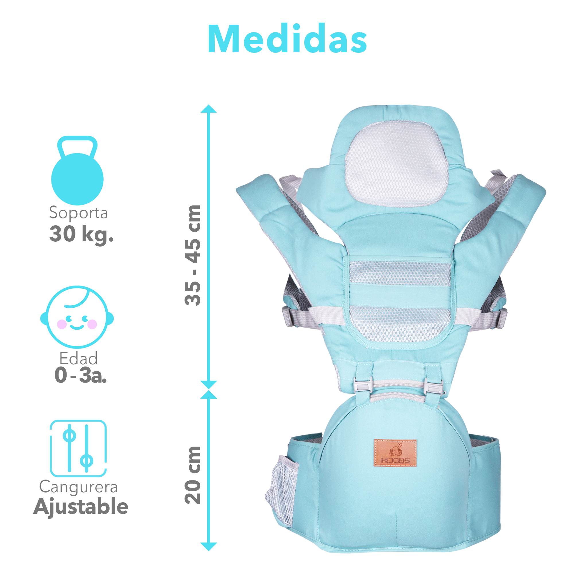Mochila Cangurera Bebe Porta Bebes Ergonomica Multifuncional Color Azul cielo.