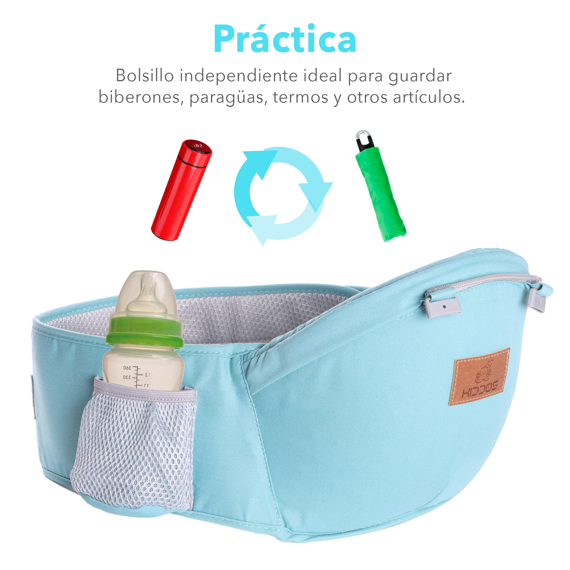 Mochila Cangurera Bebe Porta Bebes Ergonomica Multifuncional Color Azul cielo.