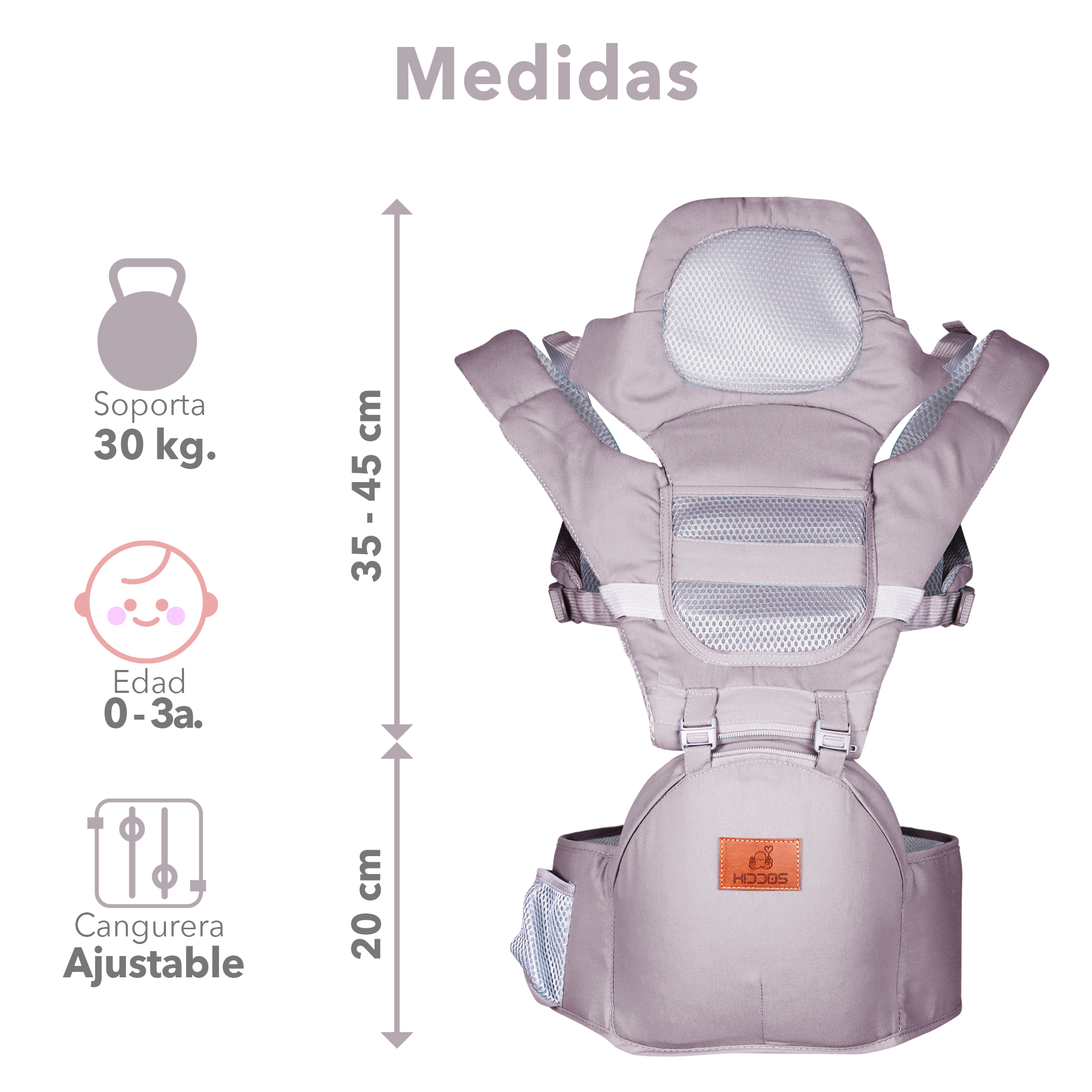 Mochila Cangurera Bebe Porta Bebes Ergonomica Multifuncional Color Gris.