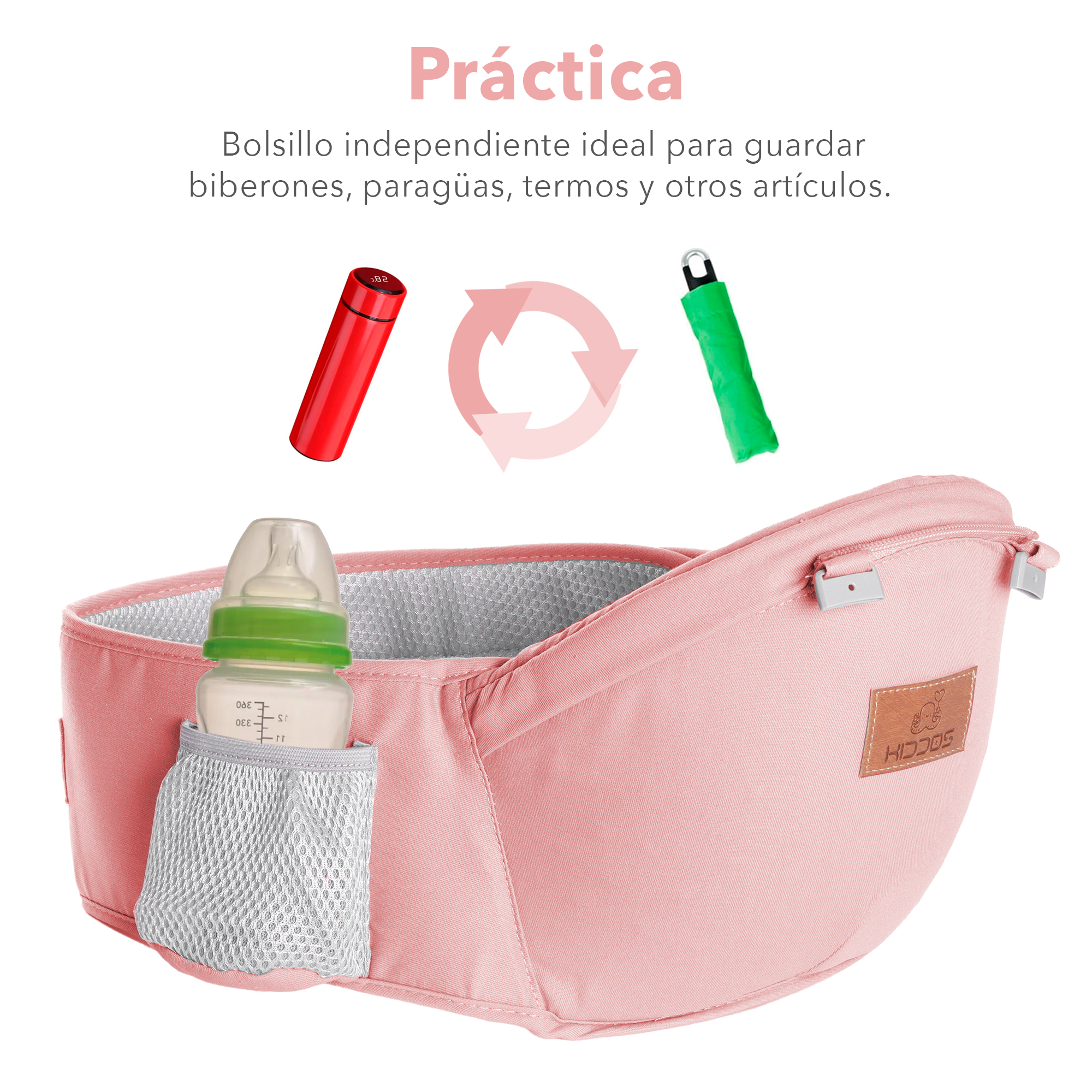 Mochila Cangurera Bebe Porta Bebes Ergonomica Multifuncional Color Rosa.