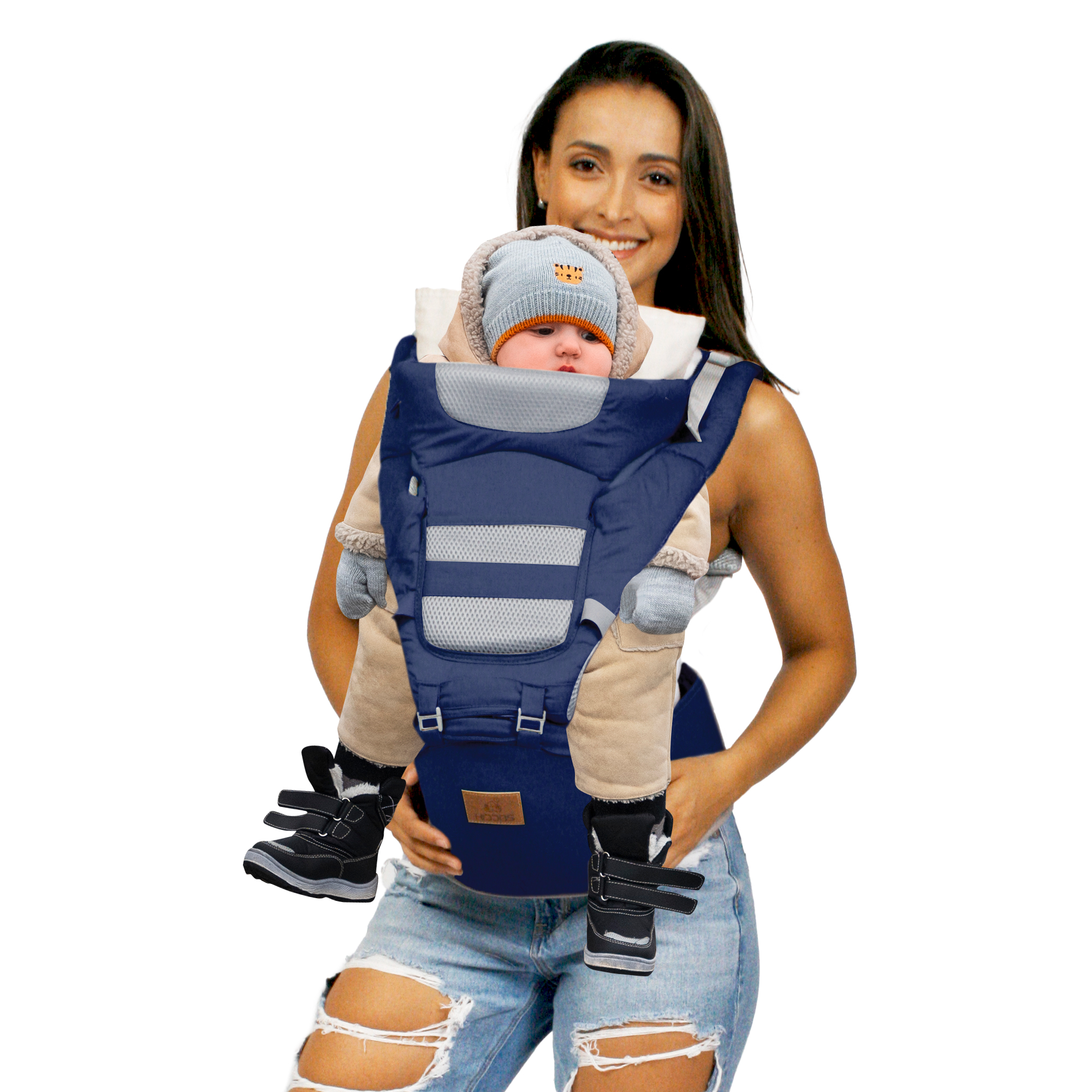 Mochila Cangurera Bebe Porta Bebes Ergonomica Multifuncional Color Azul marino.